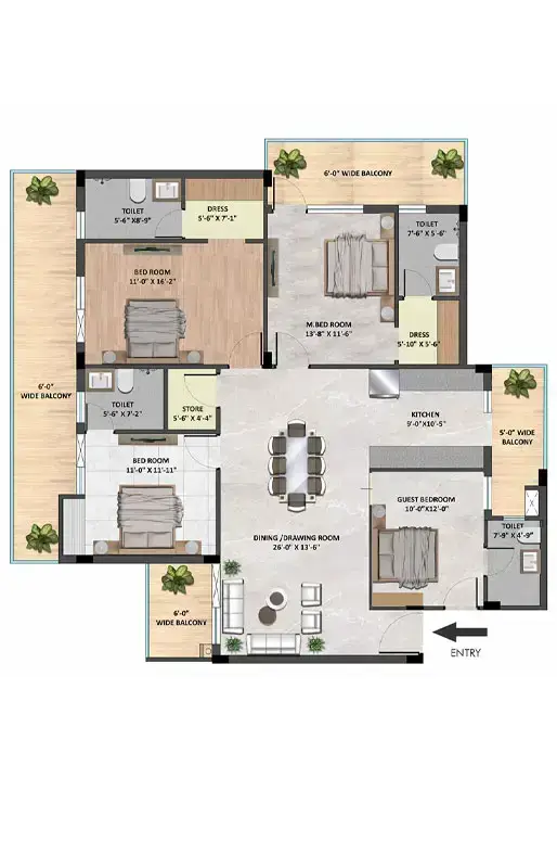 4 BHK +STORE FLOOR PLAN